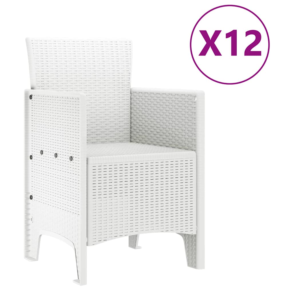 Garten Essgruppe 13 pcs Weiß Polt Rattan