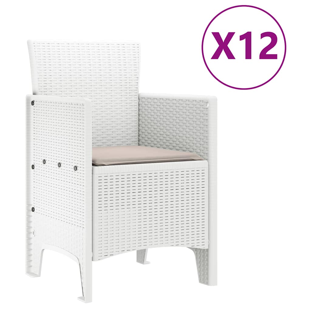Garten Essgruppe 13 pcs Weiß Polt Rattan