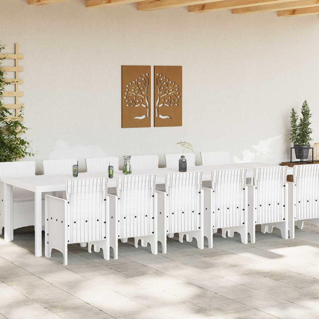 Garten Essgruppe 13 pcs Weiß Polt Rattan