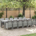 Garten Essgruppe 13 pcs Hellgrau Polt Rattan