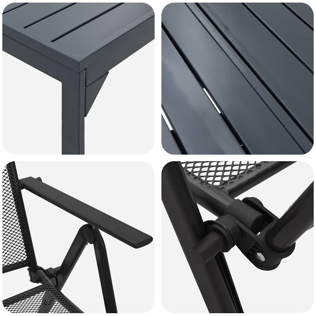 Garten Essgruppe 9 pcs Anthrazit Pulverbeschichteter Stahl