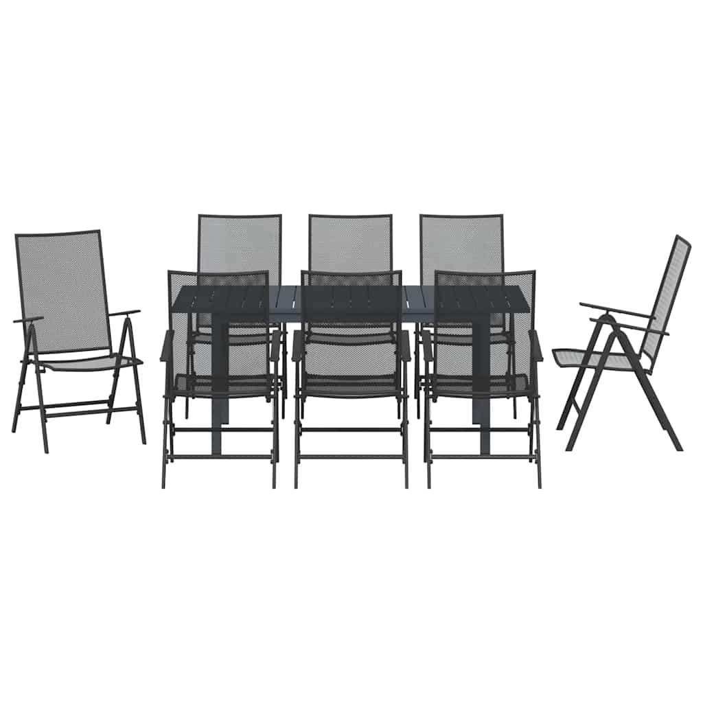 Garten Essgruppe 9 pcs Anthrazit Pulverbeschichteter Stahl