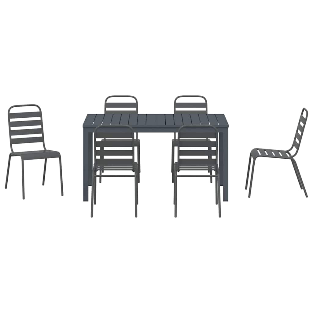 Garten Essgruppe 7 pcs Anthrazit Pulverbeschichteter Stahl