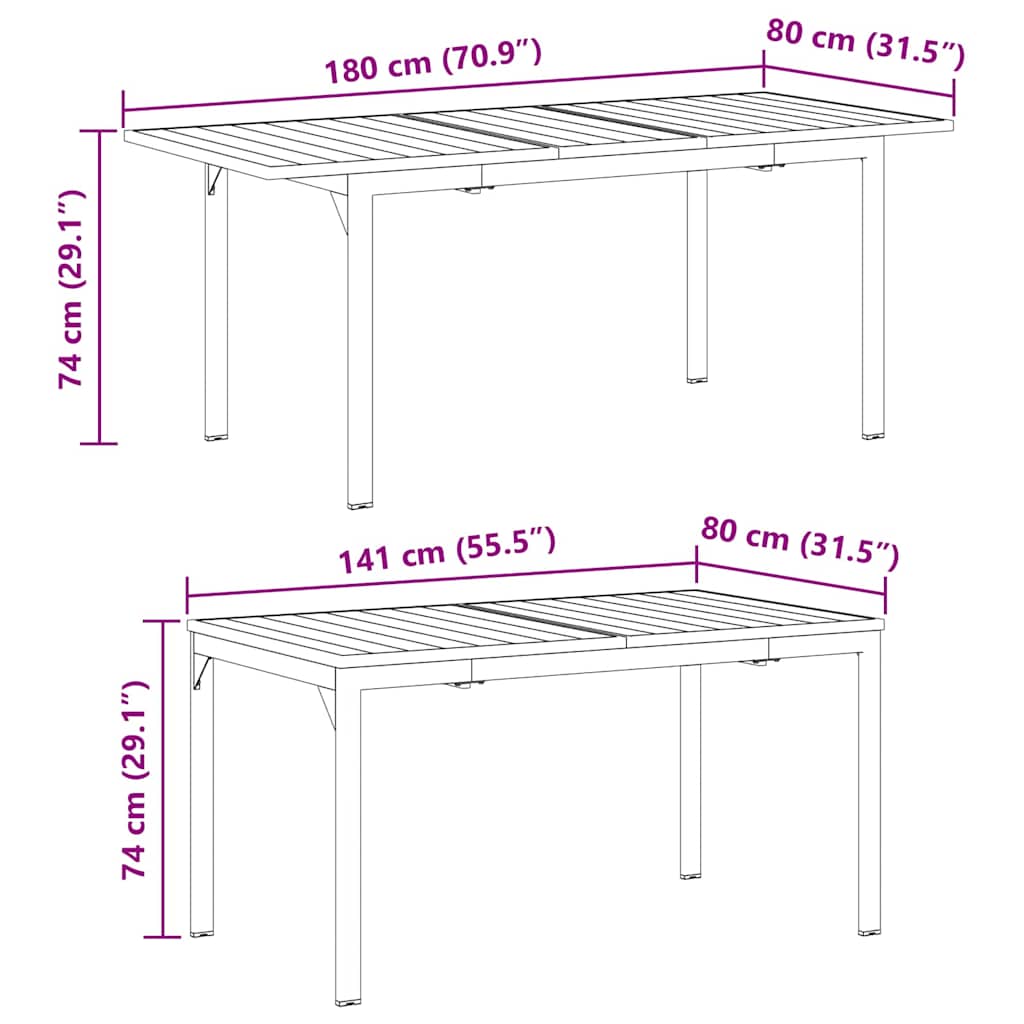 Garten Essgruppe 7 pcs Anthrazit Pulverbeschichteter Stahl