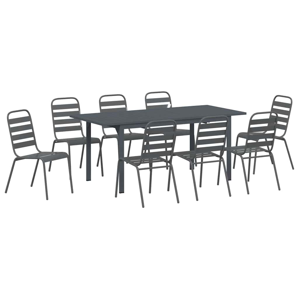 Garten Essgruppe 9 pcs Anthrazit Pulverbeschichteter Stahl