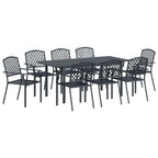 Garten Essgruppe 9 pcs Anthrazit Pulverbeschichteter Stahl
