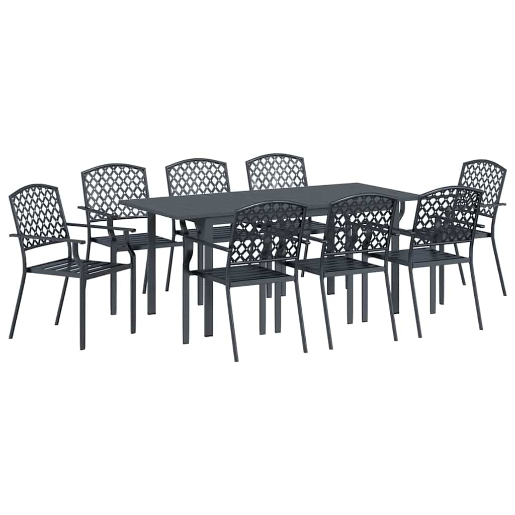Garten Essgruppe 9 pcs Anthrazit Pulverbeschichteter Stahl