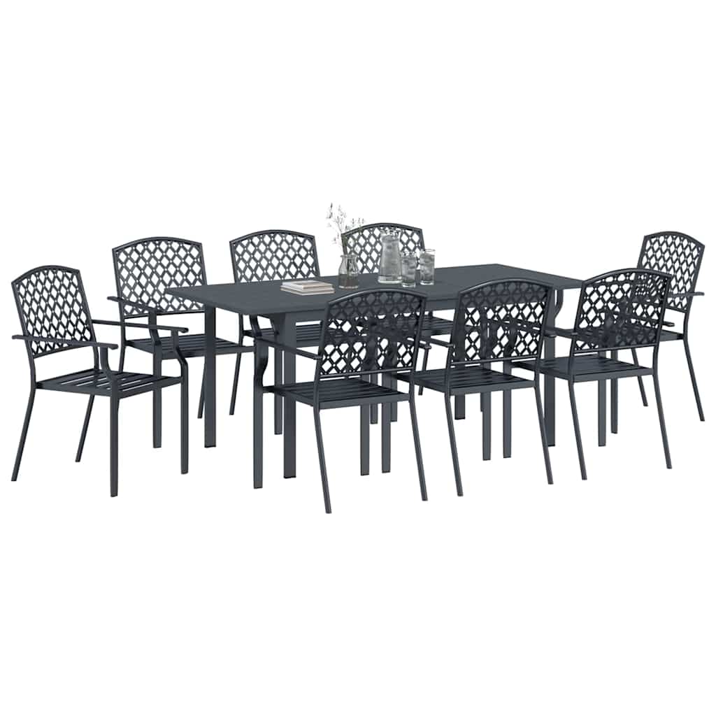 Garten Essgruppe 9 pcs Anthrazit Pulverbeschichteter Stahl