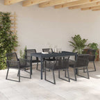 Garten Essgruppe 7 pcs Schwarz Poly-Rattan