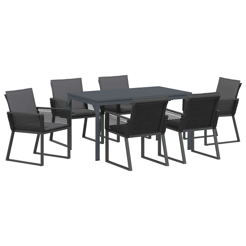 Garten Essgruppe 7 pcs Anthrazit Poly-Rattan