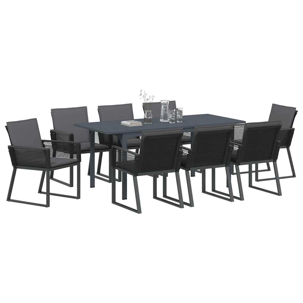 Garten Essgruppe 9 pcs Anthrazit Poly-Rattan