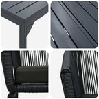 Garten Essgruppe 7 pcs Schwarz Poly-Rattan
