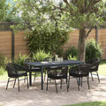 Garten Essgruppe 7 pcs Schwarz Poly-Rattan