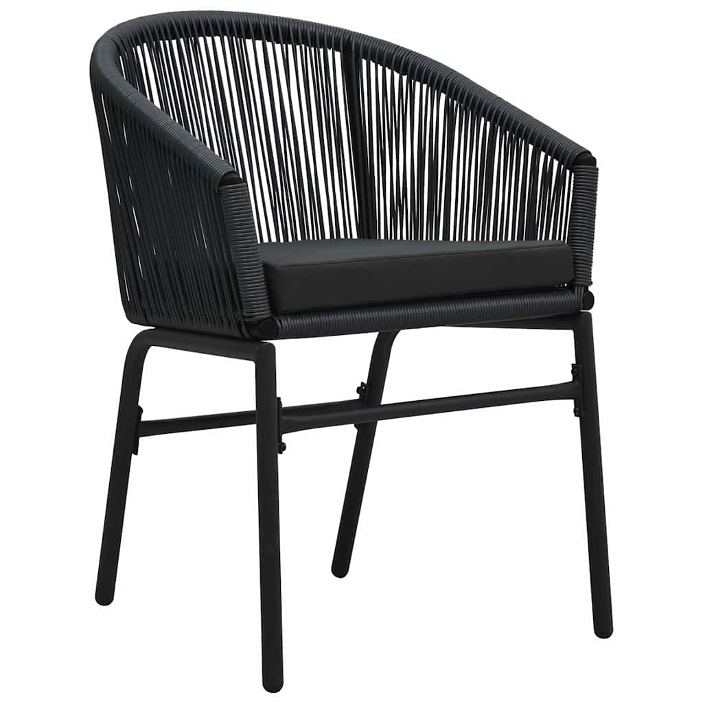 Garten Essgruppe 7 pcs Schwarz Poly-Rattan