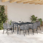 Garten Essgruppe 7 pcs Grau Poly-Rattan