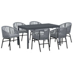 Garten Essgruppe 7 pcs Grau Poly-Rattan