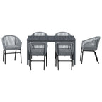 Garten Essgruppe 7 pcs Grau Poly-Rattan