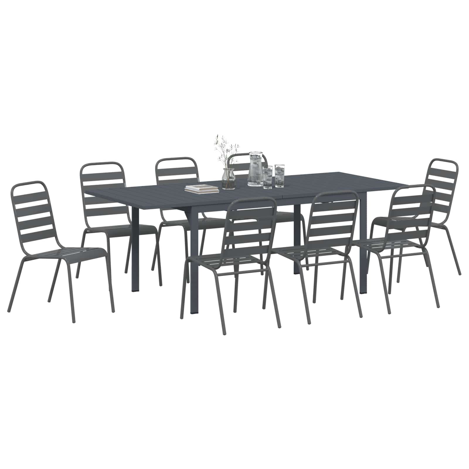 Garten Essgruppe 9 pcs Anthrazit Pulverbeschichteter Stahl