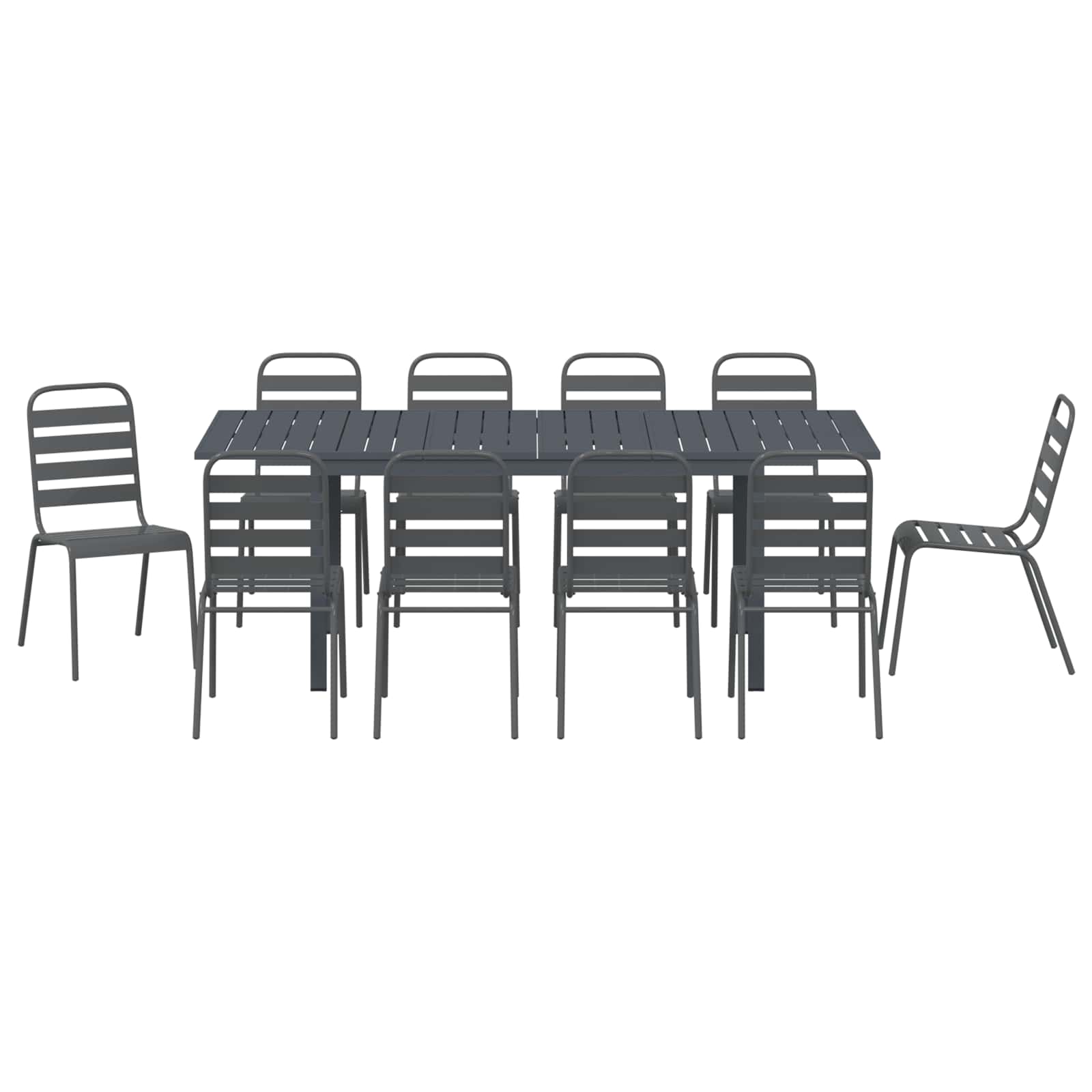 Garten Essgruppe 11 pcs Anthrazit Pulverbeschichteter Stahl