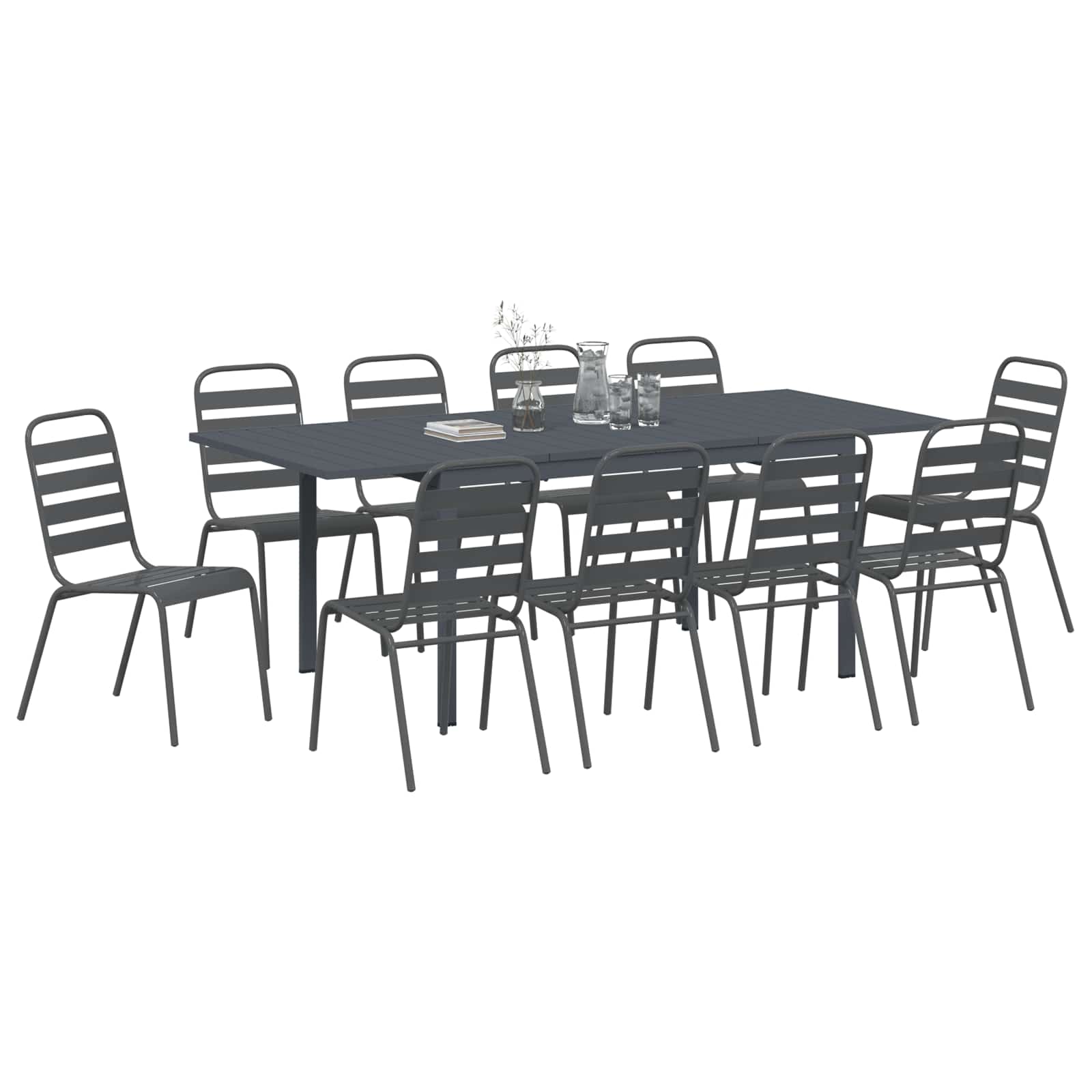 Garten Essgruppe 11 pcs Anthrazit Pulverbeschichteter Stahl