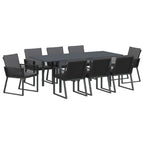 Garten Essgruppe 9 pcs Schwarz Poly-Rattan