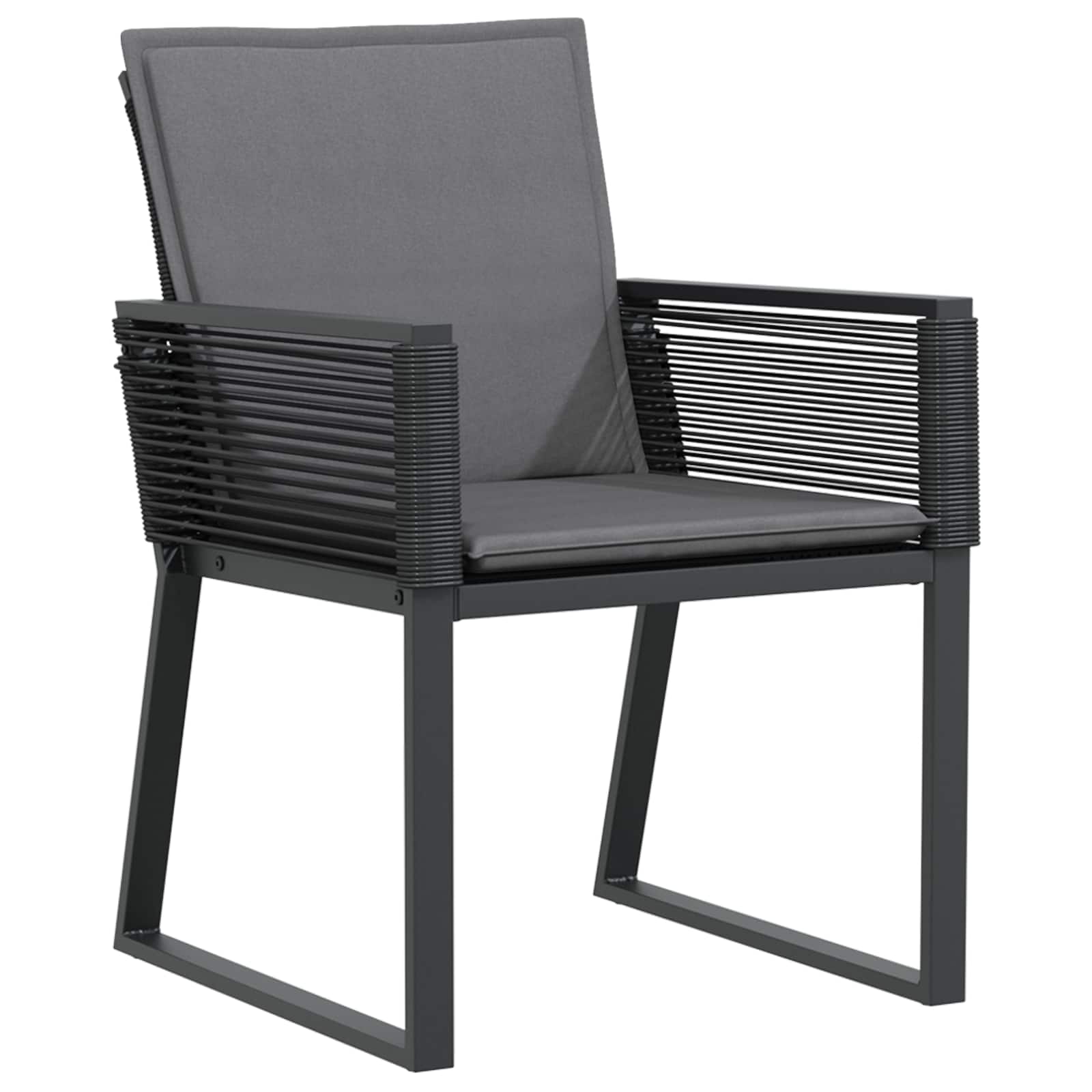 Garten Essgruppe 9 pcs Schwarz Poly-Rattan