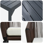 Garten Essgruppe 9 pcs Braun Poly-Rattan