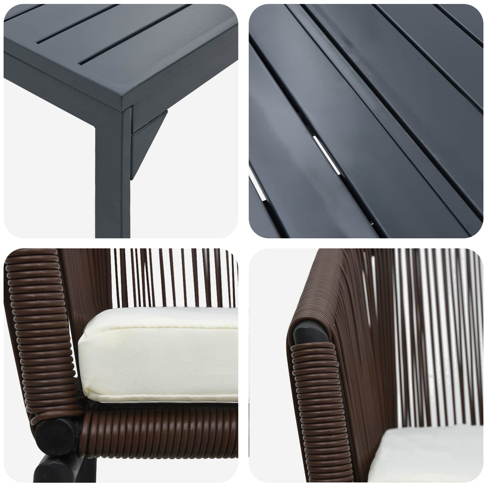Garten Essgruppe 9 pcs Braun Poly-Rattan
