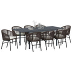 Garten Essgruppe 9 pcs Braun Poly-Rattan