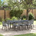Garten Essgruppe 9 pcs Grau Poly-Rattan
