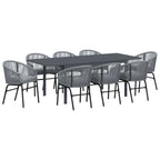 Garten Essgruppe 9 pcs Grau Poly-Rattan