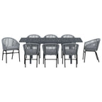 Garten Essgruppe 9 pcs Grau Poly-Rattan