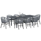 Garten Essgruppe 9 pcs Grau Poly-Rattan