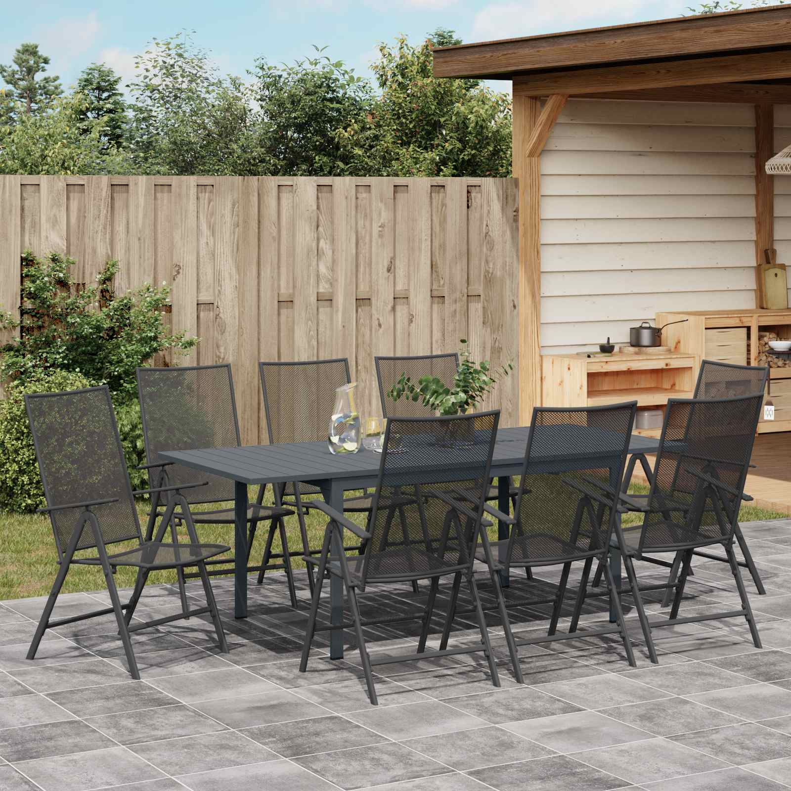 Garten Essgruppe 9 pcs Anthrazit Stahl