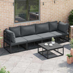Gartensofa-set 5 pcs Schwarz Metall