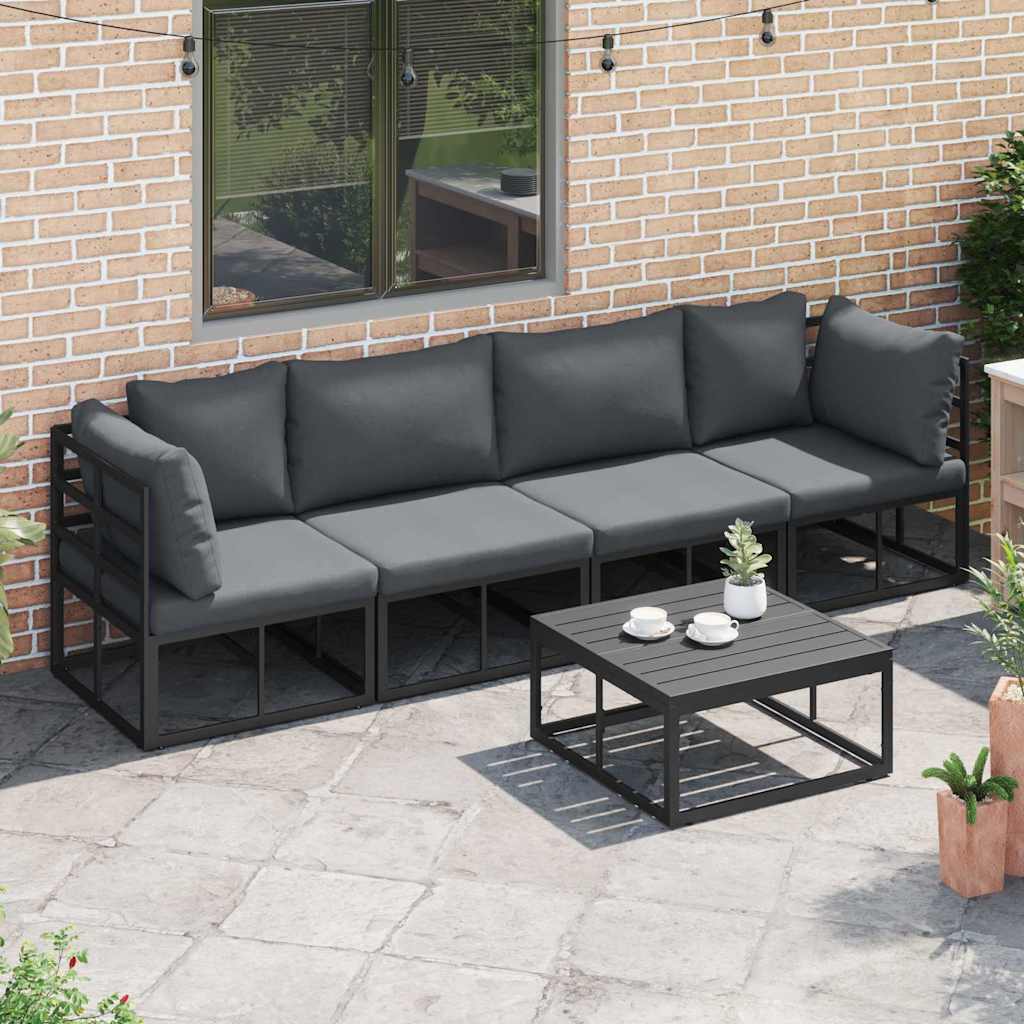 Gartensofa-set 5 pcs Schwarz Metall