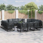 Gartensofa-set 13 pcs Schwarz Metall