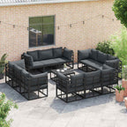 Gartensofa-set 13 pcs Schwarz Metall