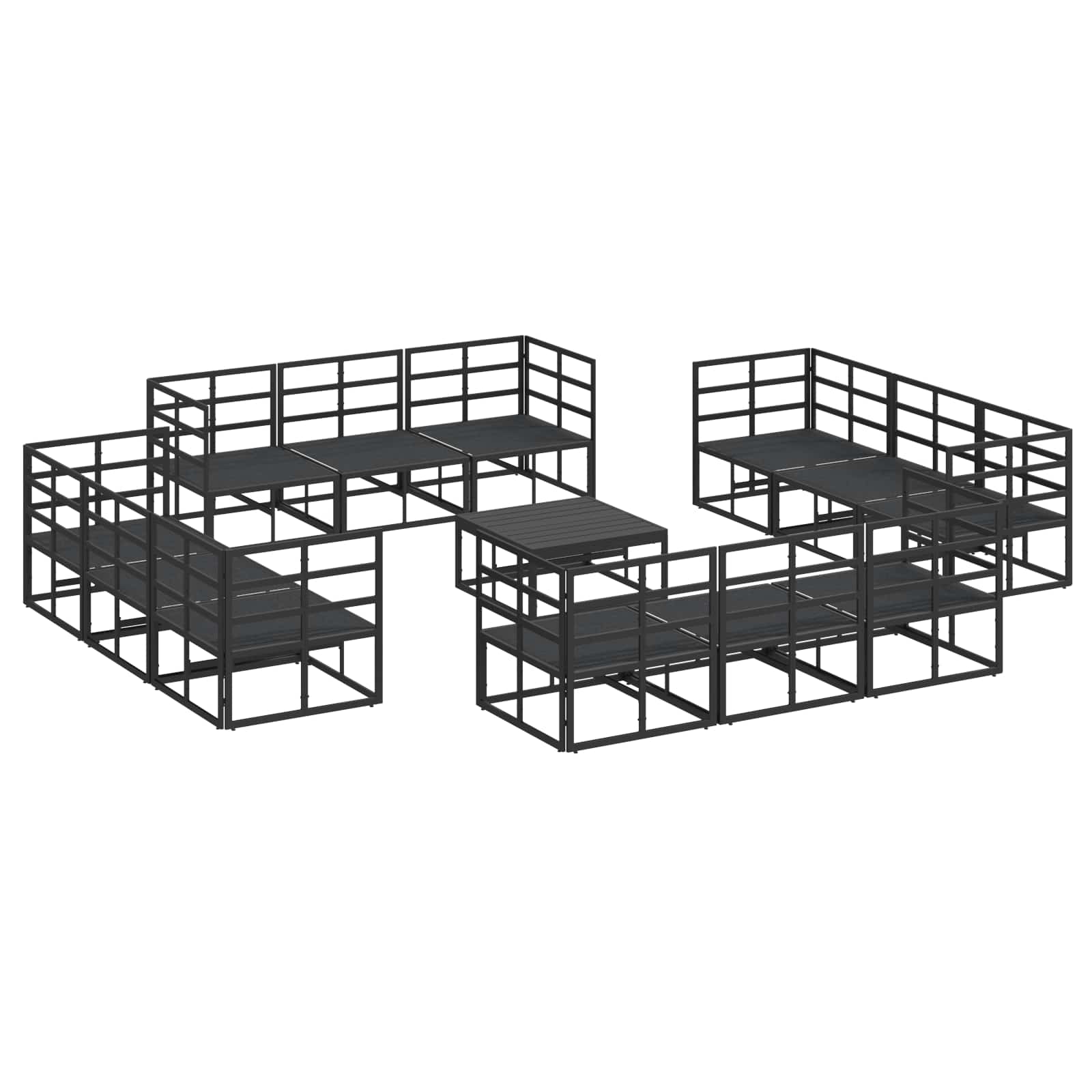 Gartensofa-set 13 pcs Schwarz Metall