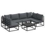 Gartensofa-set mit Kissen 7 pcs Schwarz Aluminium