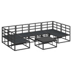 Gartensofa-set mit Kissen 7 pcs Schwarz Aluminium