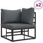 Gartensofa-set mit Kissen 8 pcs Schwarz Aluminium
