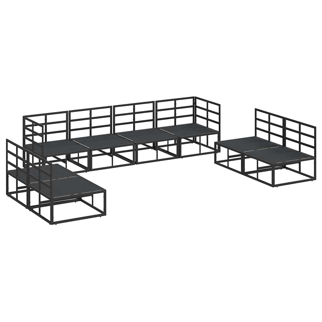 Gartensofa-set mit Kissen 8 pcs Schwarz Aluminium