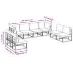 Gartensofa-set mit Kissen 8 pcs Schwarz Aluminium
