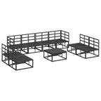Gartensofa-set mit Kissen 9 pcs Schwarz Aluminium