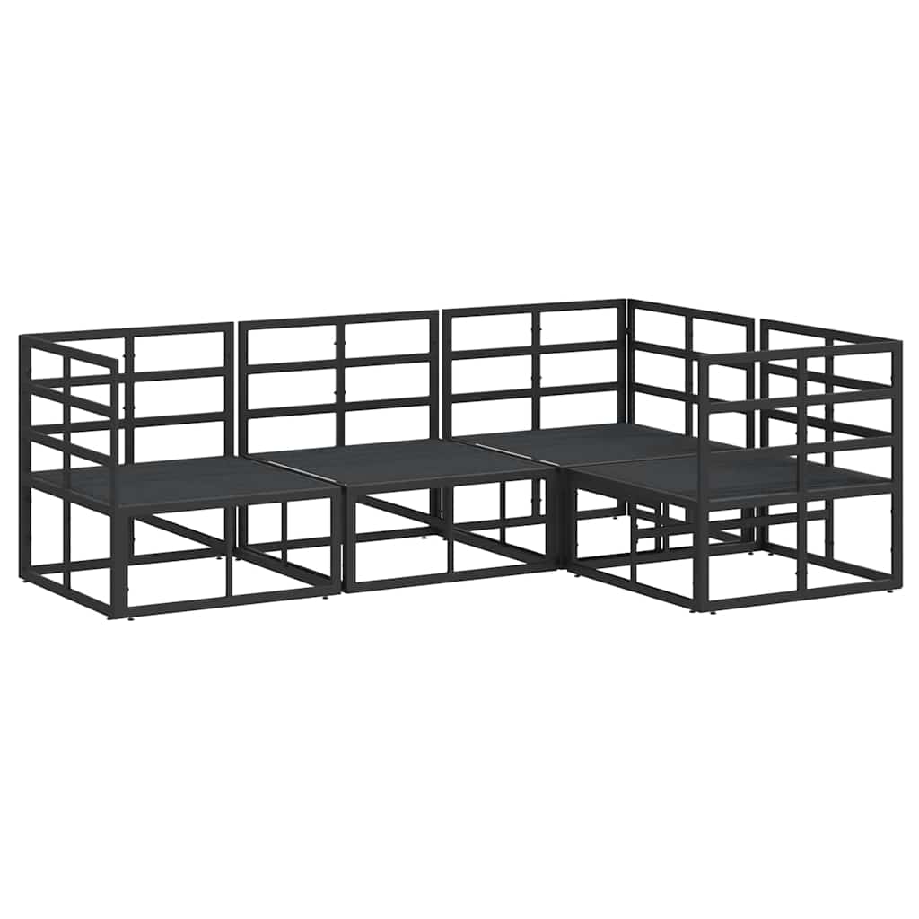 Gartensofa-set mit Kissen 4 pcs Schwarz Aluminium