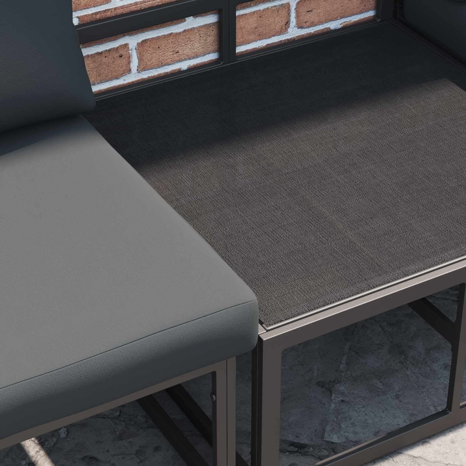 Gartensofa-set mit Kissen 5 pcs Schwarz Aluminium