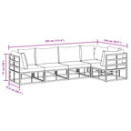 Gartensofa-set mit Kissen 5 pcs Schwarz Aluminium