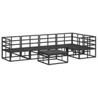 Gartensofa-set mit Kissen 6 pcs Schwarz Aluminium