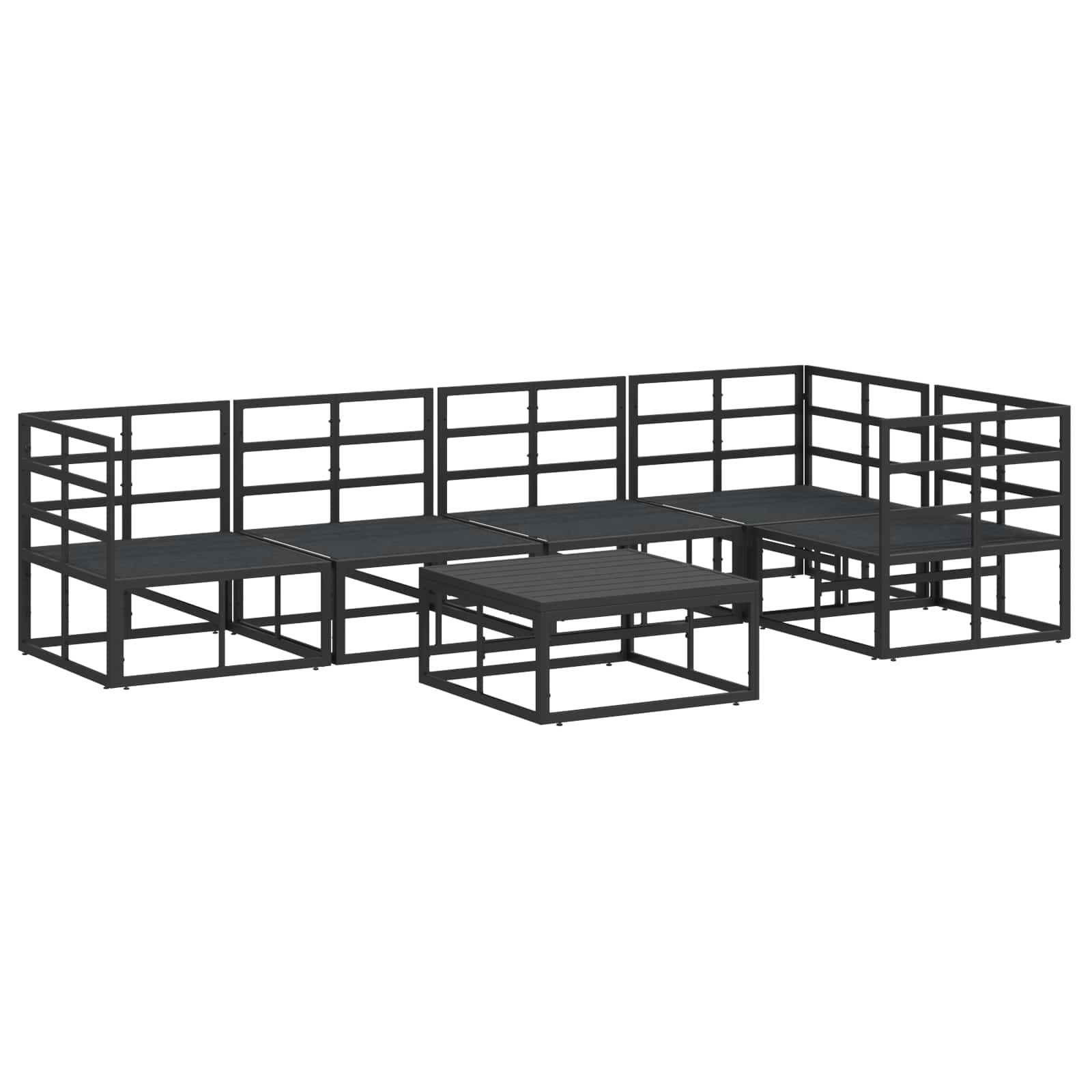 Gartensofa-set mit Kissen 6 pcs Schwarz Aluminium